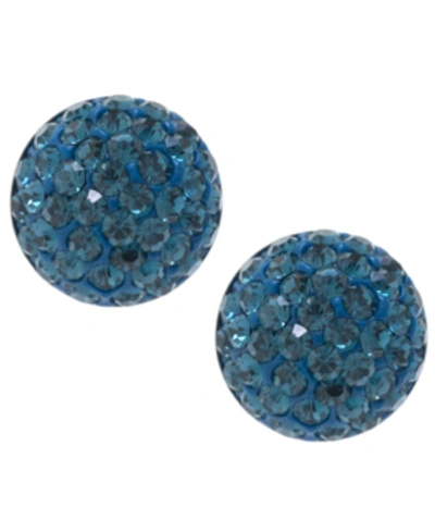 Shop Giani Bernini Crystal Pave Stud Earrings In Sterling Silver. Available In Clear, Blue, Gray, Red Or Multi In Dark Blue