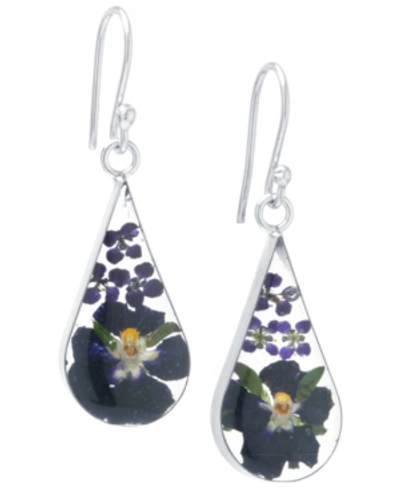 Shop Giani Bernini Medium Teardrop Dried Flower Earrings In Sterling Silver. Available In Multi, Blue, Yellow Or Purple