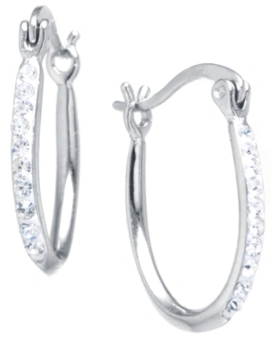 Shop Giani Bernini Crystal Oval Hoop Earrings In Sterling Silver Or 14k Gold-plated Sterling Silver. Available In Clear