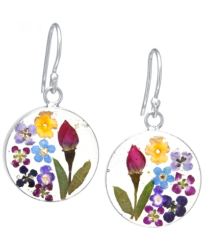Shop Giani Bernini Medium Round Dried Flower Earrings In Sterling Silver. Available In Multi, Blue Or Purple