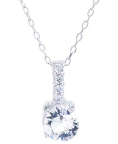 Giani Bernini Fine Crystal Round Halo Pendant With 18" Chain In Sterling Silver In Clear