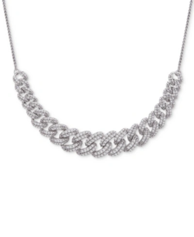Shop Wrapped In Love Diamond Link Detail 18" Pendant Necklace (1 Ct. T.w.) In Sterling Silver, Created For Macy's