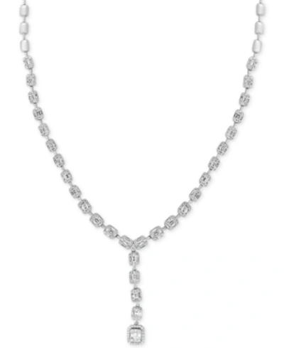 Shop Effy Collection Effy Hematian Diamond Beaded Baguette Cluster 16" Lariat Necklace (3-3/4 Ct. T.w.) In 18k White Gold
