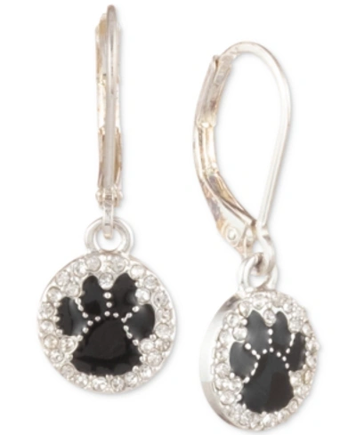 Shop Pet Friends Jewelry Silver-tone Black Paw Pave Drop Earrings