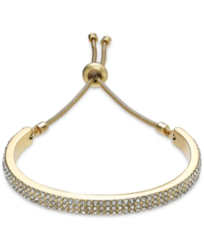 Shop Alfani Pave Curved Bar Slider Bracelet, Created For Macy's In Gold