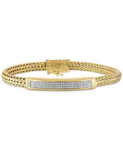 Shop Esquire Men's Jewelry Diamond Id Bracelet (3/4 Ct. T.w.) In 14k Gold Over Sterling Silver In Gold Over Silver