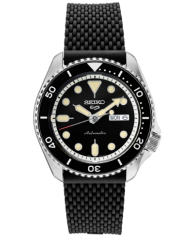 Seiko Men's Automatic Sport Black Silicone Mesh Strap Watch 42.5mm In Black