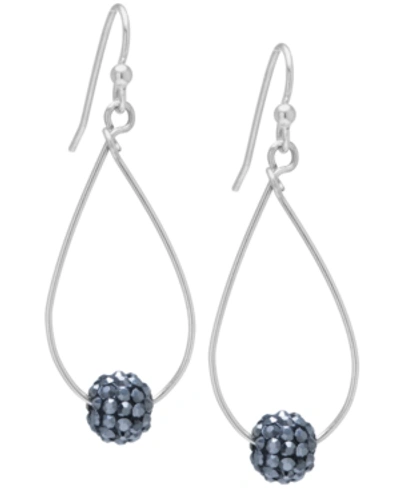 Shop Giani Bernini Pave Crystal Ball On An Open Tear Drop Wire Earrings Set In Sterling Silver. Available In Clear Or G In Gray