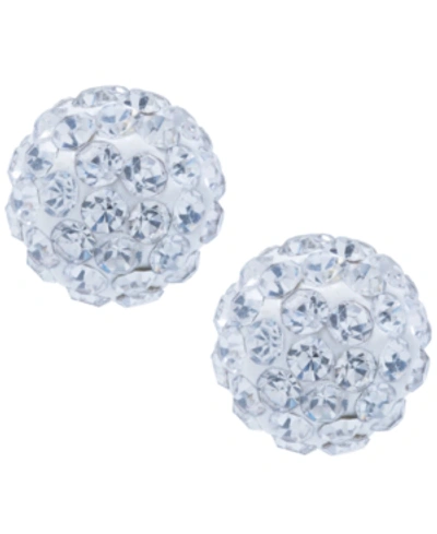 Shop Giani Bernini Crystal 8mm Pave Earrings In Sterling Silver. Available In Clear, Blue, Light Blue Or Multi