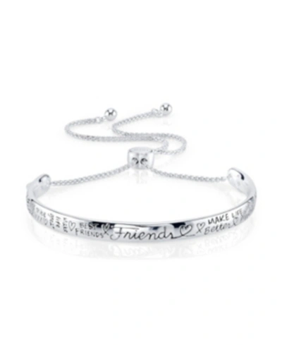Unwritten "fearless" Silver Plated Adjustable Bolo Bracelet In Silver