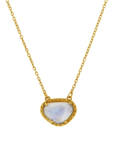 Shop Adornia Organic Cut Moonstone And Diamond Necklace In Gold