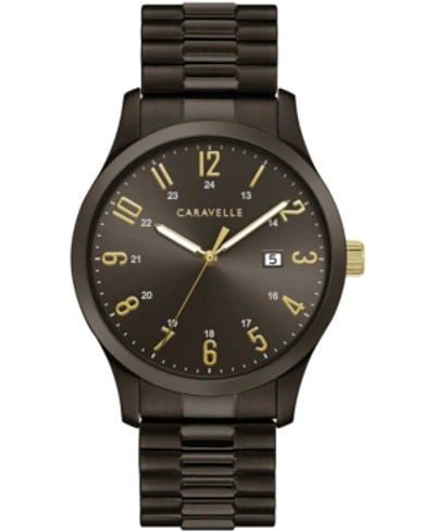 Shop Caravelle Men's Dark Gray Stainless Steel Expansion Bracelet Watch 40mm