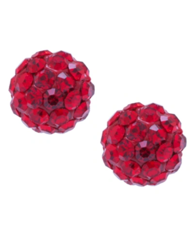 Shop Giani Bernini Crystal 6mm Pave Stud Earrings In Sterling Silver. Available In Clear, Blue Or Red