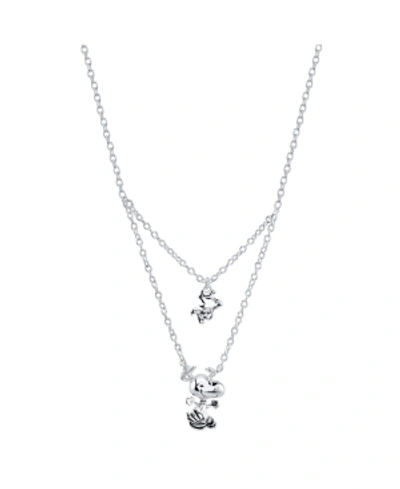 Shop Peanuts Snoopy And Woodstock Layer Pendant Plated Silver Necklace, 15" + 2" Extender For Unwritten