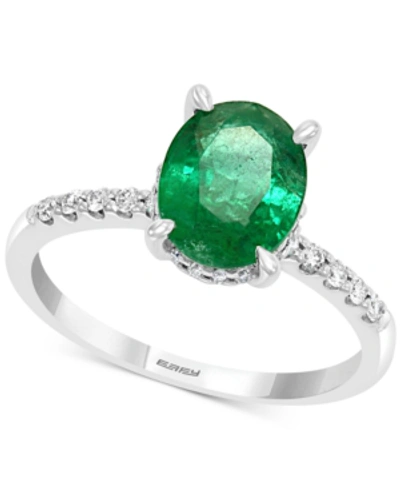 Shop Effy Collection Effy Emerald (1-1/2 Ct. T.w.) & Diamond (1/5 Ct. T.w.) Ring In 14k White Gold