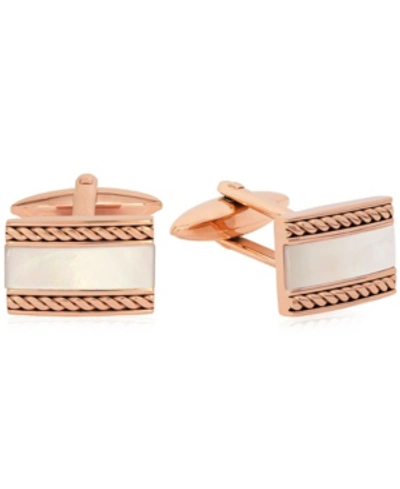 Shop Rhona Sutton Sutton Stainless Steel Stone Inset Cufflinks In Rose Gold