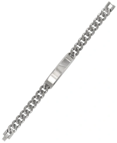 Shop Sutton By Rhona Sutton Sutton Stainless Steel Curb Link Chain Id Bracelet In Silver