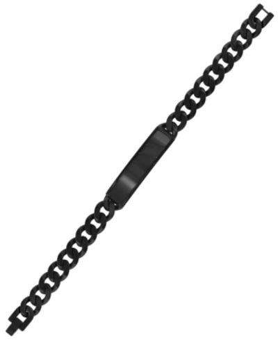 Shop Sutton By Rhona Sutton Sutton Stainless Steel Curb Link Chain Id Bracelet In Black