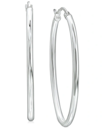 Shop Giani Bernini Medium Polished Oval Tube Hoop Earrings In Sterling Silver, 1.1", Created For Macy's In Sterlng Silver