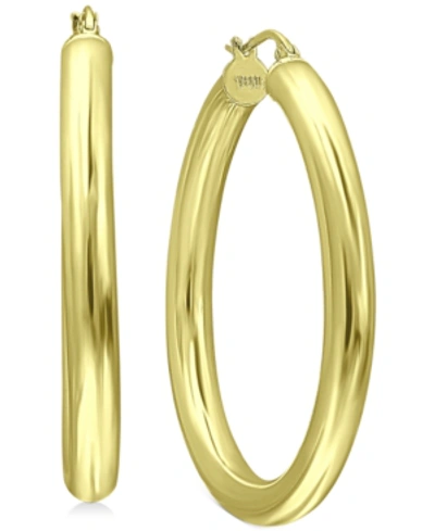 Shop Giani Bernini Medium Polished Tube Hoop Earrings In 18k Gold-plated Sterling Silver, 1.57", Created For Macy's In Yy