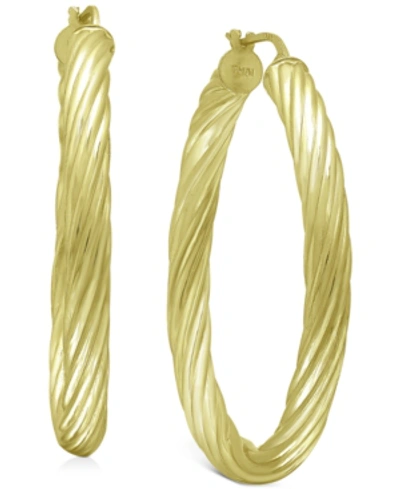 Shop Giani Bernini Medium Twist Tube Hoop Earrings In 18k Gold-plated Sterling Silver, 1.57", Created For Macy's In Yy