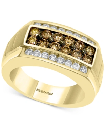 Shop Effy Collection Effy Men's Multi-color Diamond Ring (1-3/8 Ct. T.w.) In 14k Gold In Brown