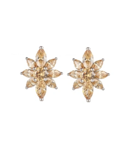 Shop A & M Silver-tone Champagne Flower Cluster Earrings