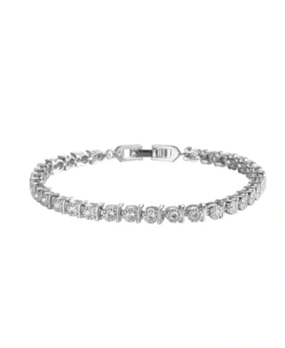 Shop A & M Silver-tone Round White Topaz Accent Tennis Bracelet
