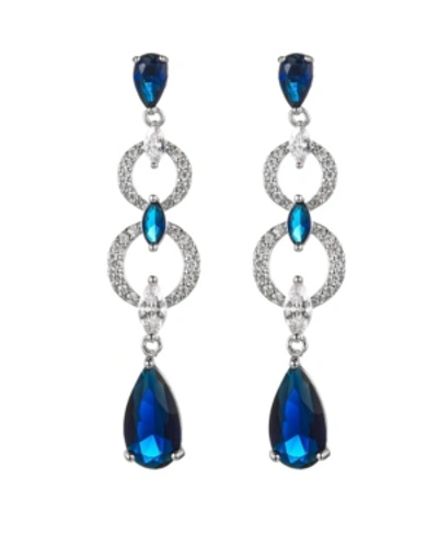 Shop A & M Silver-tone Sapphire Accent Layered Drop Earrings