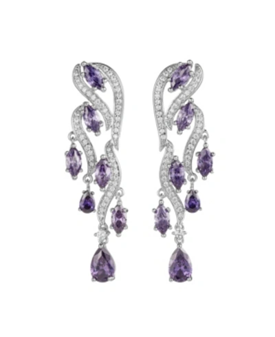 Shop A & M Silver-tone Amethyst Accent Cluster Drop Earrings