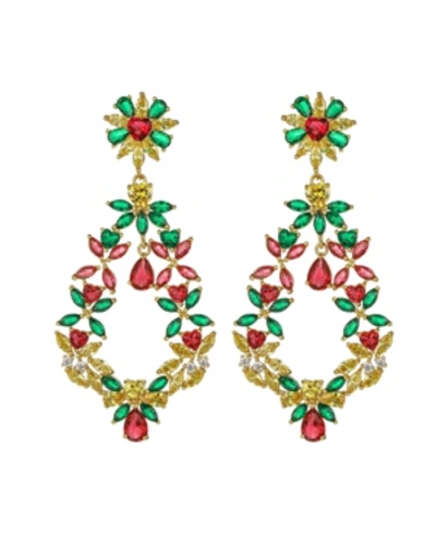Shop A & M Gold-tone Emerald And Ruby Accent Earrings