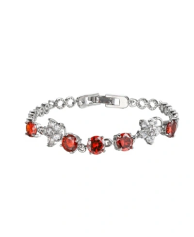 Shop A & M Silver-tone Garnet Accent Tennis Bracelet