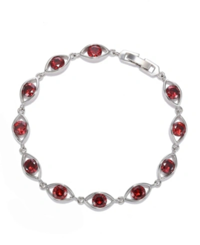 Shop A & M Silver-tone Garnet Accent Oval Tennis Bracelet