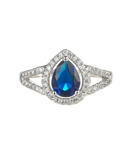 Shop A & M Silver-tone Sapphire Pear Shaped Ring