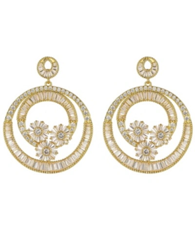 Shop A & M Gold-tone Flower Hoop Earrings