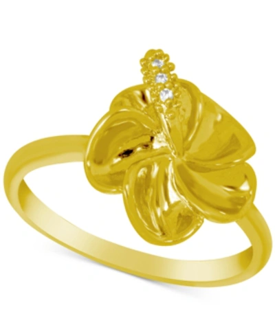 Shop Kona Bay Crystal Accent Flower Ring In Gold-plate