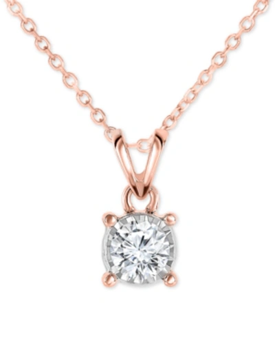 Trumiracle Diamond 18" Pendant Necklace (1/2 Ct. T.w.) In 14k White, Yellow, Or Rose Gold In Rose Gold