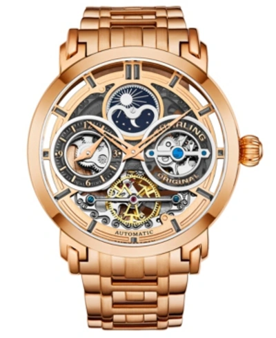 Stuhrling Men's Rose Gold Stainless Steel Bracelet Watch 47mm In Dusty Rose