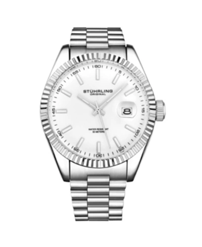 Shop Stuhrling Men's Silver Tone Stainless Steel Bracelet Watch 42mm