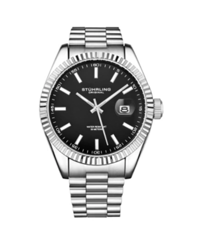 Stuhrling Men's Silver Tone Stainless Steel Bracelet Watch 42mm In Silver