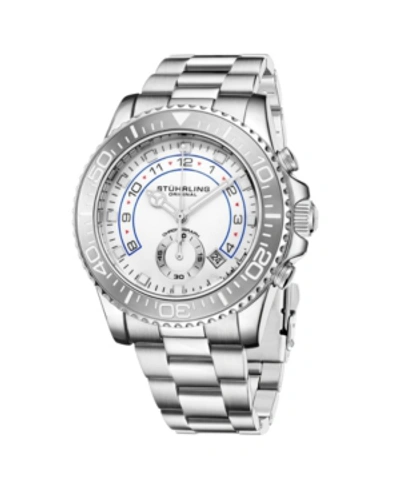 Stuhrling Men's Silver Tone Stainless Steel Bracelet Watch 42mm In Silver