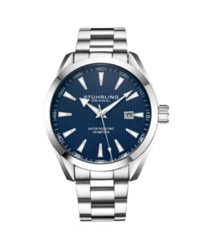 Stuhrling Men's Silver Tone Stainless Steel Bracelet Watch 42mm In Silver