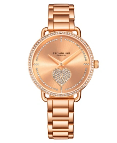 Shop Stuhrling Women's Rose Gold Stainless Steel Bracelet Watch 38mm In Dusty Rose