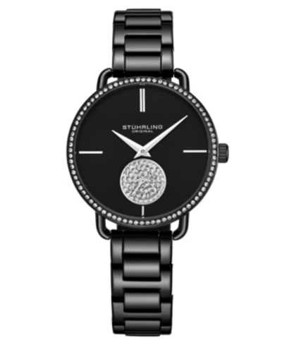 Shop Stuhrling Women's Black Stainless Steel Bracelet Watch 38mm