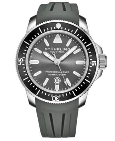 Shop Stuhrling Men's Gray Silicone Rubber Strap Watch 43mm