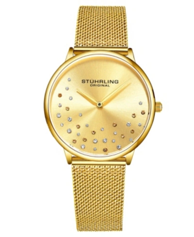 Shop Stuhrling Women's Gold Tone Mesh Stainless Steel Bracelet Watch 38mm