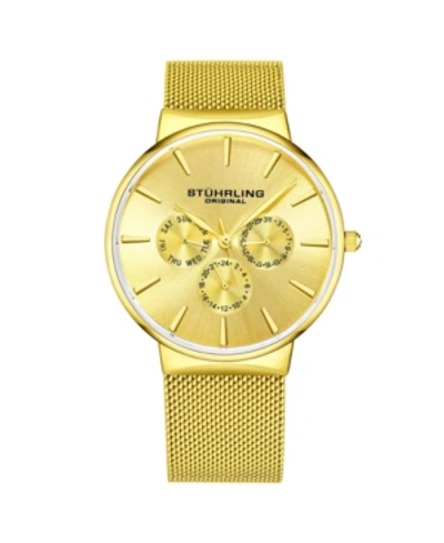 Shop Stuhrling Men's Gold Tone Mesh Stainless Steel Bracelet Watch 39mm