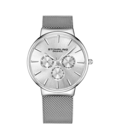 Shop Stuhrling Men's Silver Tone Mesh Stainless Steel Bracelet Watch 39mm