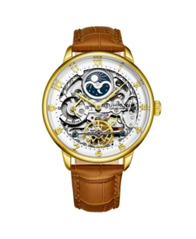 Stuhrling Men's Light Brown Leather Strap Watch 40mm In Brown