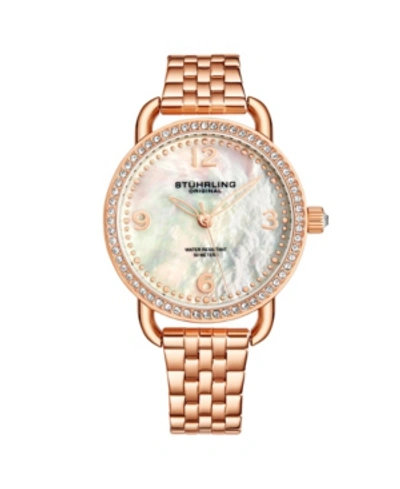 Shop Stuhrling Women's Rose Gold Stainless Steel Bracelet Watch 38mm In Dusty Rose